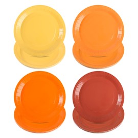 Platos de papel naranja, calabaza, naranja, sólidos redondos, platos de fiesta de 9 pulgadas, colores otoñales, platos de postre desechables para cosecha de otoño, regalos de Acción de Gracias,