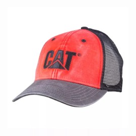 MPC Promotions Caterpillar CAT Hat Faded Pigment Washed Cap Red w/ Black Mesh