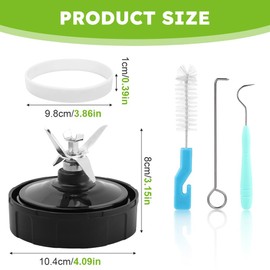 2 Pcs Blender Replacement Blade, 7-Fins Extractor Blade Blender Replacement with Rubber Gasket Compatible with Nurti Blenders BL2012/BL480/BL480D/BL481/NN100A/NN101/NN102 etc.
