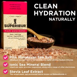 Superieur Superieur Electrolyte Powder Packets - Vegan Electrolyte Hydration Powder w/Sea Minerals - Keto Friendly, Non-GMO, Zero Sugar Electrolyte Supplement - Healthy Sports Drink - Watermelon (14 Packets)