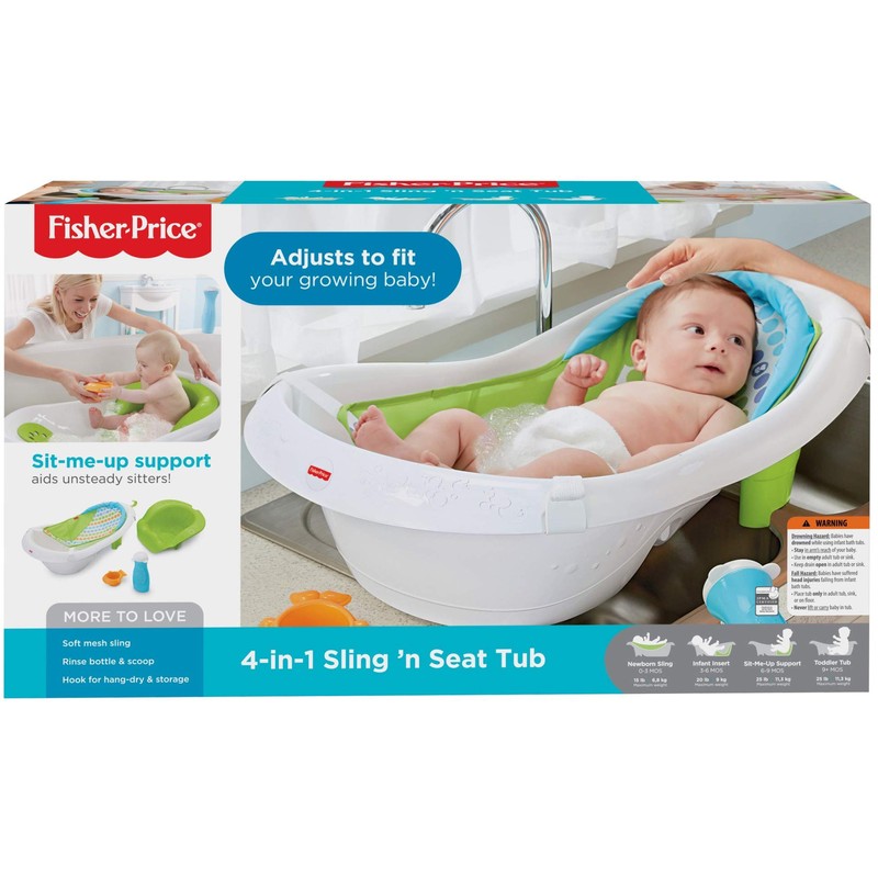Fisher-Price 4-in-1 Sling 'n Seat Tub, Green (FBM94)