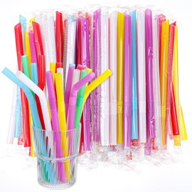 400 Pcs Flexible Drinking Straws Individually Wrapped, Extra-wide Bendy Straws, Milkshake Straws, Straws Flexible Bendy Straws Disposable Plastic Straws