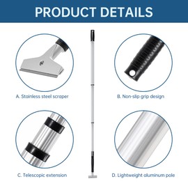Floor Scraper, 76" Aluminum Adjustable Paint Scraper with 4-inch Razor Blade, Floor Scraper Long Handle Heavy Duty Scrappers for Cleaning Glass Wall Gum Paint Tile Glue Linoleum Carpet