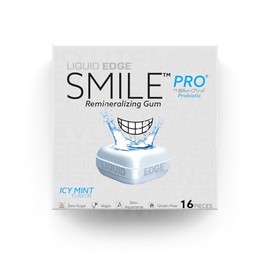 Liquid Edge SMILE Pro+ Remineralizing Probiotic Gum, Icy Mint, Zero Sugar, Vegan, 16 Pieces