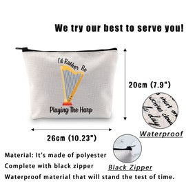 Harp Lover Gift Musical Instrument Bag I'd Rather Be Playing The Harp Cosmetic Bag Orchestra Gift Harpist Gift