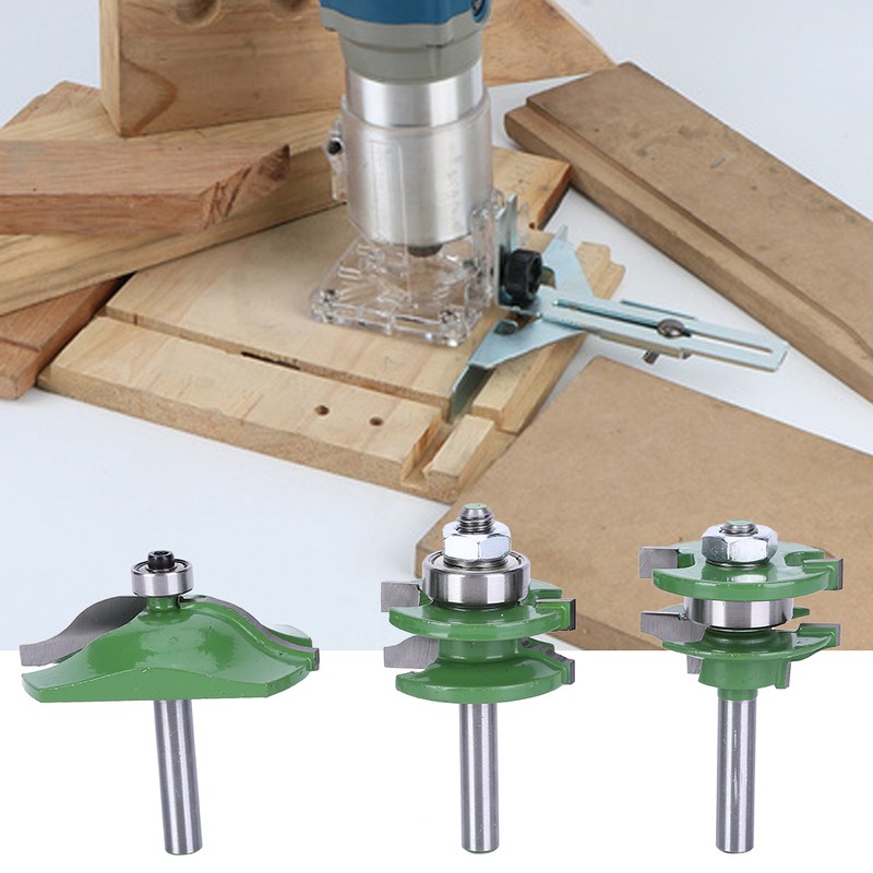 3Pcs 8-Shank Cutter Drill Set T Shape Wood Milling Cutter