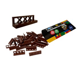 CMC imports 30 x Fence 3633 Clamping Blocks, Various Colours to Choose From, Building Blocks, 1 x 4 x 1 Nubs, Fence Panels, Compatible Individual Parts (090 - Brown)