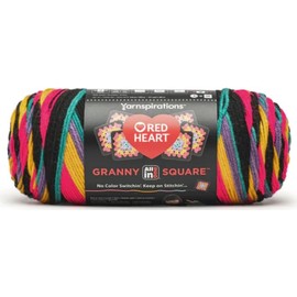 Generic Red Hearts All in One Granny Square Black - Rad Party Yarn - 1 Pack of 250g/8.8oz - 100% Acrylic - #4 Worsted (Medium) - 381m/417Yards - for Knitting, Crochet and Amigurumi