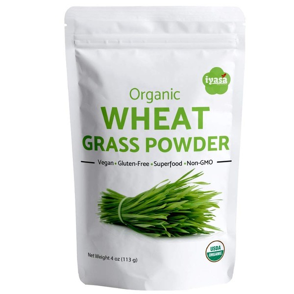 USDA Organic Wheat Grass Powder Raw, Vegan, Green Super Food, Natural Energy Booster, Resealable Pouch of 8 oz