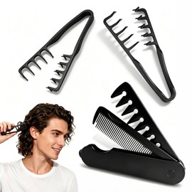 3 Piezas Peine Texturizador para Hombre,2 en 1 Peine Plegable Styling Comb  3 Piezas Peine para Peinar Esponjoso,Unisexo,Apto para Todo Tipo de...    