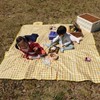 Yellow Checkered Waterproof Picnic Mat Large