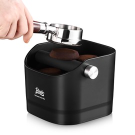 Espresso Knock Box - Bincoo Black Espresso Machine Knock Box/Espresso Grounds Knock Box, Barista Style Coffee Knock Box for Grounds with Removable Shock-Absorbent Knock Bar and Anti-Slip Base. (Black)