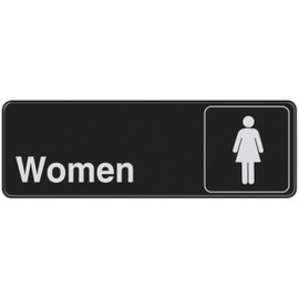 Hillman 841762 Women Visual Impact Self Adhesive Sign, Black and White Plastic, 3x9 Inches 1-Sign