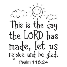 Family The Day The Lord Has Made Empowering Quote Wall Decal Decoration Bible Verse Psalm 118:24 Religious Quote Happy Sun Clouds Lasts Years and Easily Removable - Size: 8 in(W) x 10 in(H)