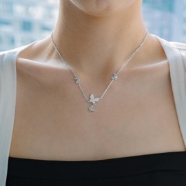 Evensee Women's Necklace 925 Silver, Chains with Life Symbols Pendant, White Gold Necklace Gifts for Women and Girls, Sterling Silver, Cubic Zirconia