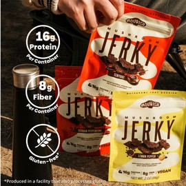 Mourish Mushroom Jerky, High Protein Vegan Snacks Mushroom Jerky, 16g Protein, All Natural Ingredients (Pack of 3)
