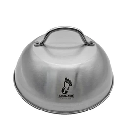 The Sasquash 'Tallboy' Melting Dome - Professional Grade 9" Wide Smashed Burger Griddle Cheese Lid - Matte Stainless Steel Skillet and Flattop Basting and Steaming Cover