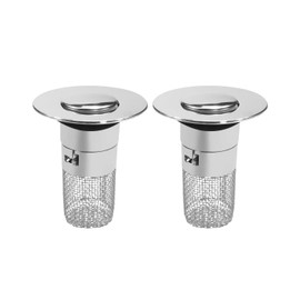Bathroom Sink Drain Strainer Universal Stainless Steel Drain Strainer, Pop Up Sink Strain with Removable Stainless Steel Filter Basket Anti Clogging Hair Catcher, 2 pcs