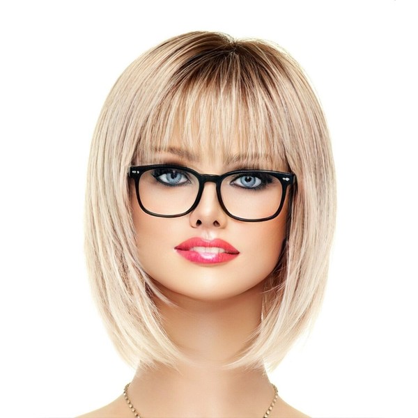 Alva Noriko Wigs |  Bob with Bangs | Rooted Color Melted marshmellow | NEW STYLE