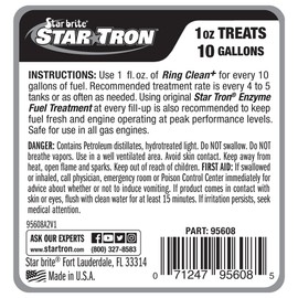 STAR BRITE Star Tron Ring Clean+ Marine Motor Treatment, Enzyme + P.E.A. Formula, Carbon Deposit Cleaner - 8 OZ (955608)