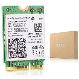 Tarjeta Intel AX211NGW Wi-Fi 6 Inalámbrica M.2: CNVio2, Bluetooth 5.3, Adaptador de Red Tri Banda 2.4/5/6 GHz para Laptop Soporta Windows 10/11 (64bit) Linux Chrome OS Solo Disponible con CPU Intel de