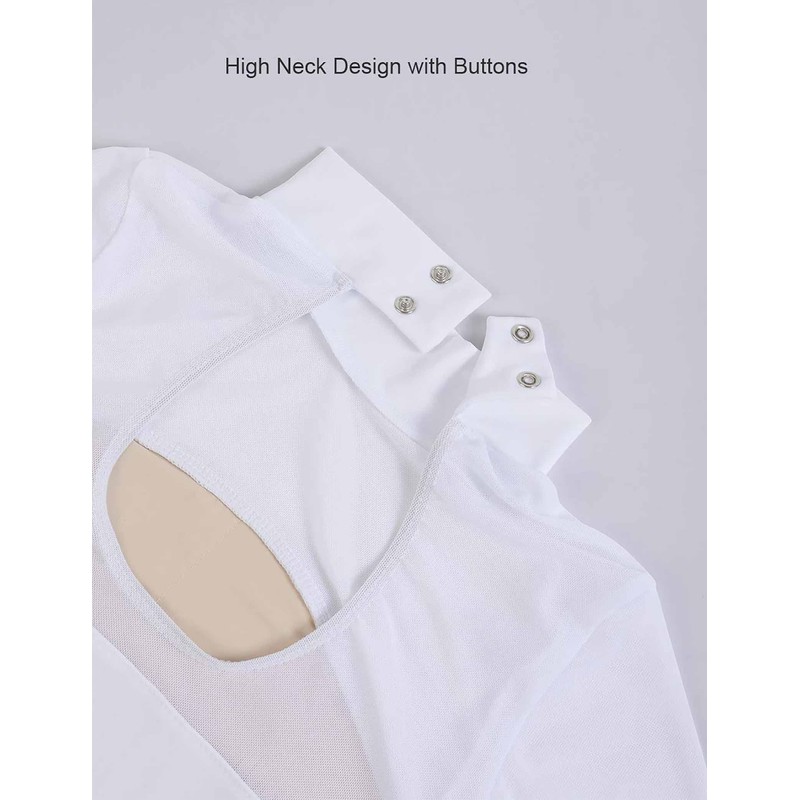 Daydance Turtleneck White Ballet Leotards for Women Dance, Gymnastics, Aerial