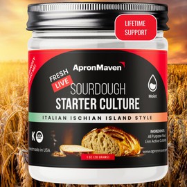 Apron Maven Fresh Live Sourdough Starter Culture - 1 Ounce - Italian Ischia Island Style Sourdough - Fruity Notes for Pastries, Focaccia, Enriched Doughs