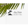 Palm Tree Tropical Return Address Stamp, 1 x 2.5 inches