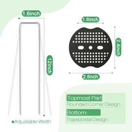 RAOOKIF 12 Inch Galvanized Landscape Staples(25 PCS)+Buffer Gaskets(25 PCS), 11 Gauge Metal Garden Stakes, U Shaped Lawn Pins Heavy Duty Ground Stakes for Outdoor Decorations Weed Barrier Fabric