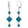 Blue Austrian Crystals 925 Sterling Silver Leverback Handmade Drop Earrings
