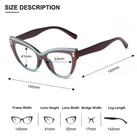 KFPH Cateye - anteojos de bloqueo de luz azul para mujer, marco de anteojos antirayos UV, Verde, Medium