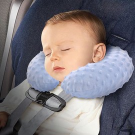 Qchomee Baby Car Travel Pillow Kids Inflatable Neck Cushion Soft U Shape Car Headrest Children Comfortable Neck Pillow Travel Foldable Pillow Travel Memory Shape for Auto Airplane TGV Train