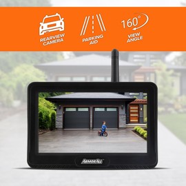 Armor All USB Solar Powered Backup Camera with 4.3” LCD Display, Wireless Easy Install Design Attaches to License Plate Frame, DC Powered Display with Suction Mount & Parking Aid Adjustable Guidelines
