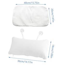 CHENNAN White Bath Pillow Shower Pillow Bath Inflatable Bath Pillow Non-Slip Bath Pillow with Suction Cup Comfortable with Waffle Motif for Home Spa Spa Headrest Bath Pillow Neck