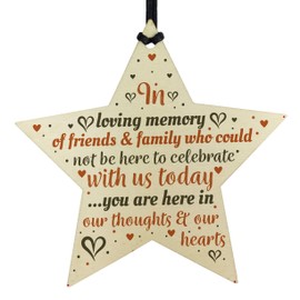 RED OCEAN Hanging Wooden Star Christmas Tree Decoration Mum Nan Dad Grandad Memorial Ornament Gift