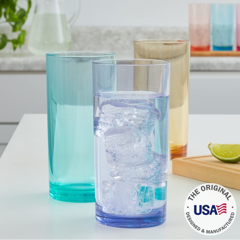 US Acrylic Classic Plastic Reusable Drinking Glasses (Set of 6)