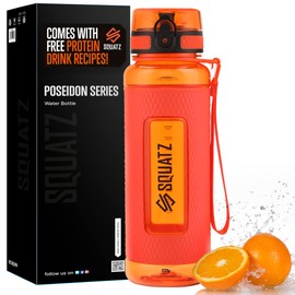 SQUATZ 40 Oz Poseidon Series Water Bottle for Protein and Fruit Shakes - Premium Quality Wide Mouth Gym Flask Fruit Infuser Strainer, Carrying Strap, Leak Resistance, No Condensation Sleeve