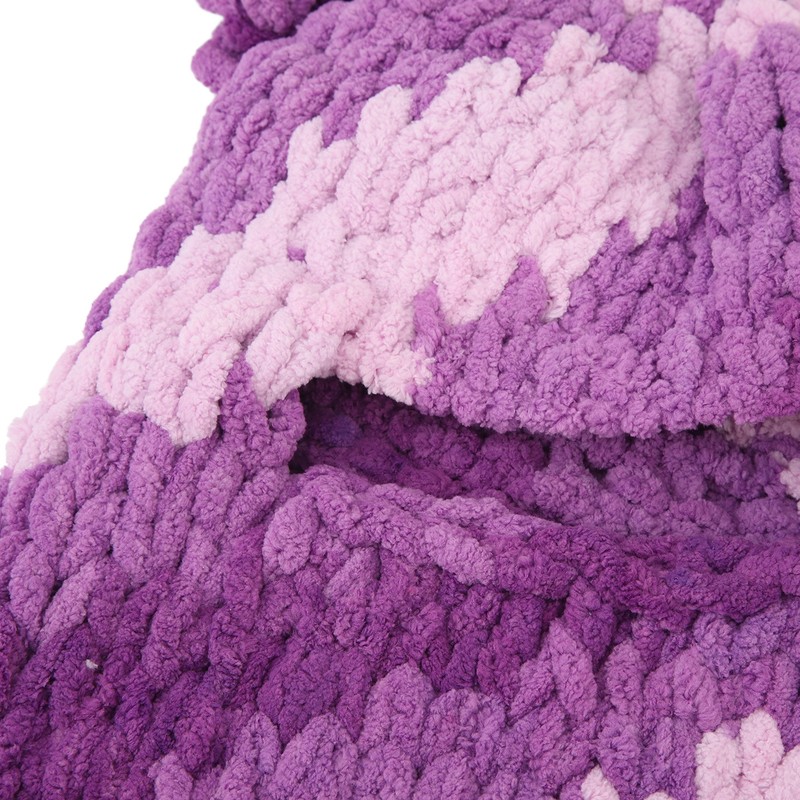 Bunny Ear Knitted Hat Purple Warm Windproof Thicken Stretchy Stylish