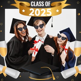 Suwaoo 2025 Graduation Eyeglasses - Graduation Glasses with 'GRAD 2025’ Photo Props for Her Him Graduation Party Favors, Graduation Decoration Glasses Class of 2025 (Black)