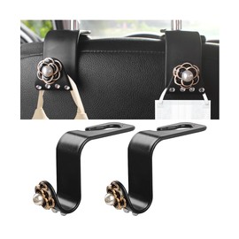 Bittwee Bling Car Seat Headrest Hook, 2PCS Crystal Rhinestone Vehicle Purse Bags Holder, Diamond Automotive Interior Backseat Storage Hanger Accessories, Universal for SUV, Sedan, Truck (Black)