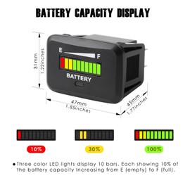 Taikemeti LED Battery Level Indicator Light Monitors The Remaining Battery Level of The Equipment,Widely Used in Lithium Battery Driven Rvs Forklifts Golf Carts Lawn Mowers Leaf Cutters. (12-24V)