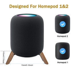 Real Wood Desktop Tripod Stand for HomePod 1 and Homepod 2, Sturdy Stable Wooden Holder with Metal Frame Protect Homepod Home pod 1st & 2nd Speaker for Better Sound (Only Stand)
