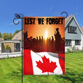 Kasflag Lest We Forget Canada Veteran Flag Honor Canadian Memorial Day Man Sunset (Double Sided, Garden Flag, 70x100cm/ 28x40in) Decor Remembrance Gift Yard