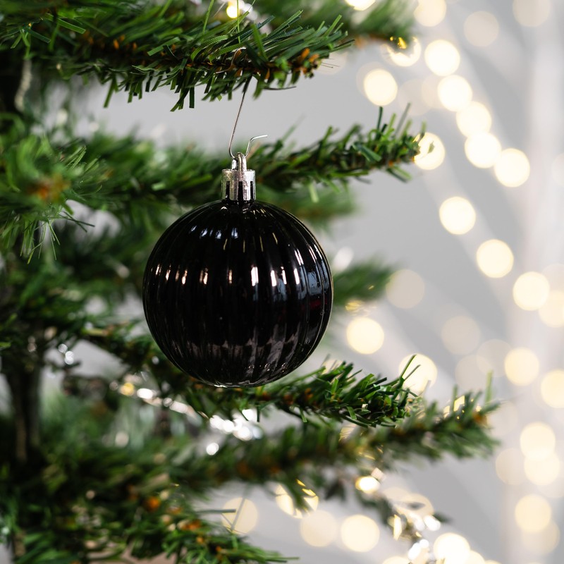 Plastic Christmas Baubles Black 2 Sets - 68 Pieces Diameter