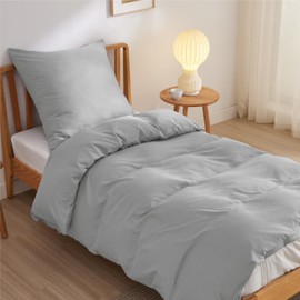 BEDSURE Bed Linen 135 x 200 cm 2-Piece Silver Grey - 1 Duvet Cover 135 x 200 cm + 1 Pillowcase 80 x 80 cm, Oeko-Tex Bedding Sets Grey Polyester Microfibre with Zip