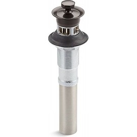 Bathroom sink drain with overflow and non-removable metal stopper