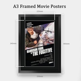 HWC Trading The Fugitive The Actors Harrison Ford Tommy Lee Jones Gifts Printed Poster Autograph Picture for Film Memorabilia Fans - A3 Framed