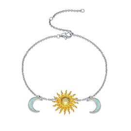 JBAERD Sun Moon Bracelet 925 Sterling Silver Moon Bracelets Star Bracelet Touch Jewelry and Gifts for Women