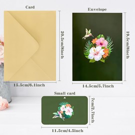 Pop up Birthday Cards for Women Hummingbird Hibiscus 3D Cards for Mum with Envelope Greeting for Anniversary Birthday
