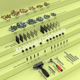 WelderElite Rivet Nut Drill Adapter Kit - Dual Drive Modes: Drill/Ratchet, with 270pcs Nuts & 36pcs Mandrels (Gray)